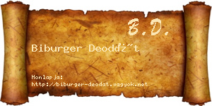 Biburger Deodát névjegykártya